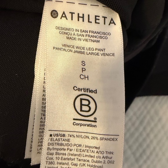 Athleta Venice Wide Leg Pant Black High Rise Ribbed Waist Small Petite SP - Picture 7 of 10